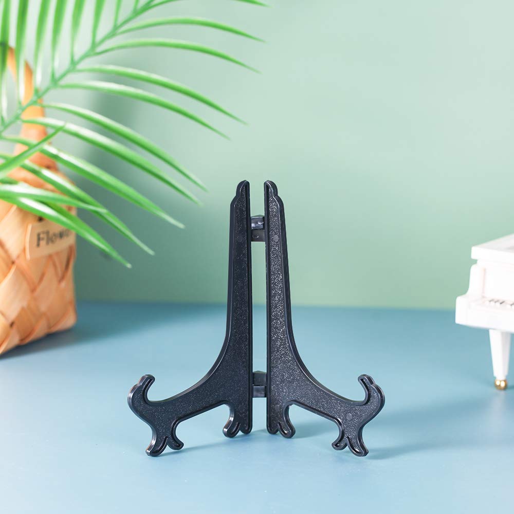 Artliving 6 Inch Black 12Pcs/Set Plastic Easels Plate Display Stands Picture Frame Stand Holder