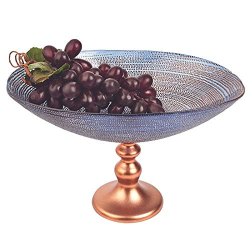 HomeRoots Multi-color Handcrafted European Glass Centerpiece Low Footed Bowl