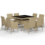 vidaXL Patio Dining Set 3 Piece, Outdoor Dining Set for 2, Table and Chair for Garden, Dining Chair, Scandinavian Style, Gray Poly Rattan and Glass