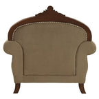 Acme Mehadi Rolled Arm Chair with 2 Pillows in Walnut