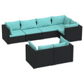vidaXL 7 Piece Patio Lounge Set - Stylish and Durable Outdoor Furniture with Cushions, Black Poly Rattan Design, Ideal for Garden