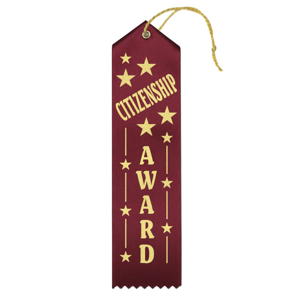 Ribbonsnow Citizenship Award Ribbons - 25 Maroon Ribbons With Card & String