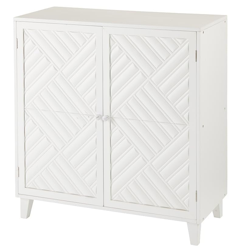 2-Door Cabinet with Chevron Design - White