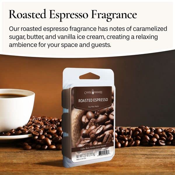 Candle Warmers Etc Classic Wax Melts 2.5Oz, Roasted Espresso Fragrance (4-Pack) - Each Pack Has X4 2.5 Oz Wax Melts And 30 Hours