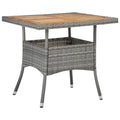 vidaXL Outdoor Patio Dining Table - Gray Poly Rattan and Solid Acacia Wood - Lightweight, Weather-Resistant, Unique Design, Seating for 4