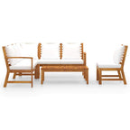 vidaXL Patio Lounge Set 5 Piece, Patio Furniture Set for Outdoor, Sectional Sofa with Cushions, Corner Sofa, Modern Style, Cream Solid Wood Acacia
