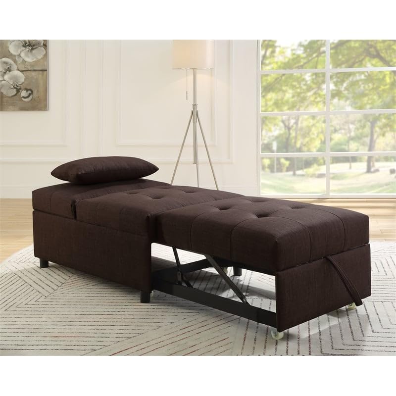 Acme Hidalgo Button Tufted Fabric Upholstered Sofa Bed with Pillow
