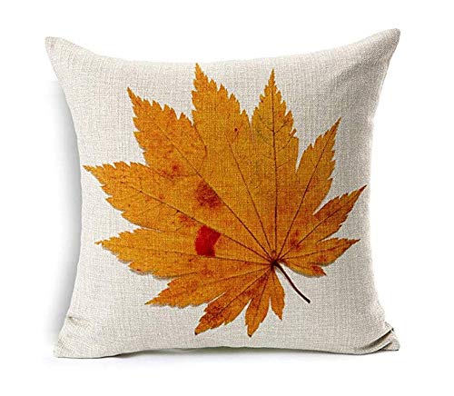 Leioh Fall Decor Cotton Linen Leaves,Maple Leaf Autumn Decorations Cushion Covers 20 X 20 Inch Sofa Home Decor Throw Pillow Case