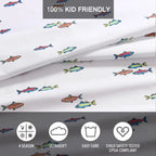 Eddie Bauer Kids - Queen Sheets, Stain Resistant Kids Bedding, Ideal For Toddler Bedding Set (Fish Lake White, Queen)