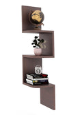 Zkoira Zigzag Engineered Wood Wall Mount Corner Shelf 3Tier Wenge Ii Decoration Rack Kitchen Open Organizer Home Hanging Show O