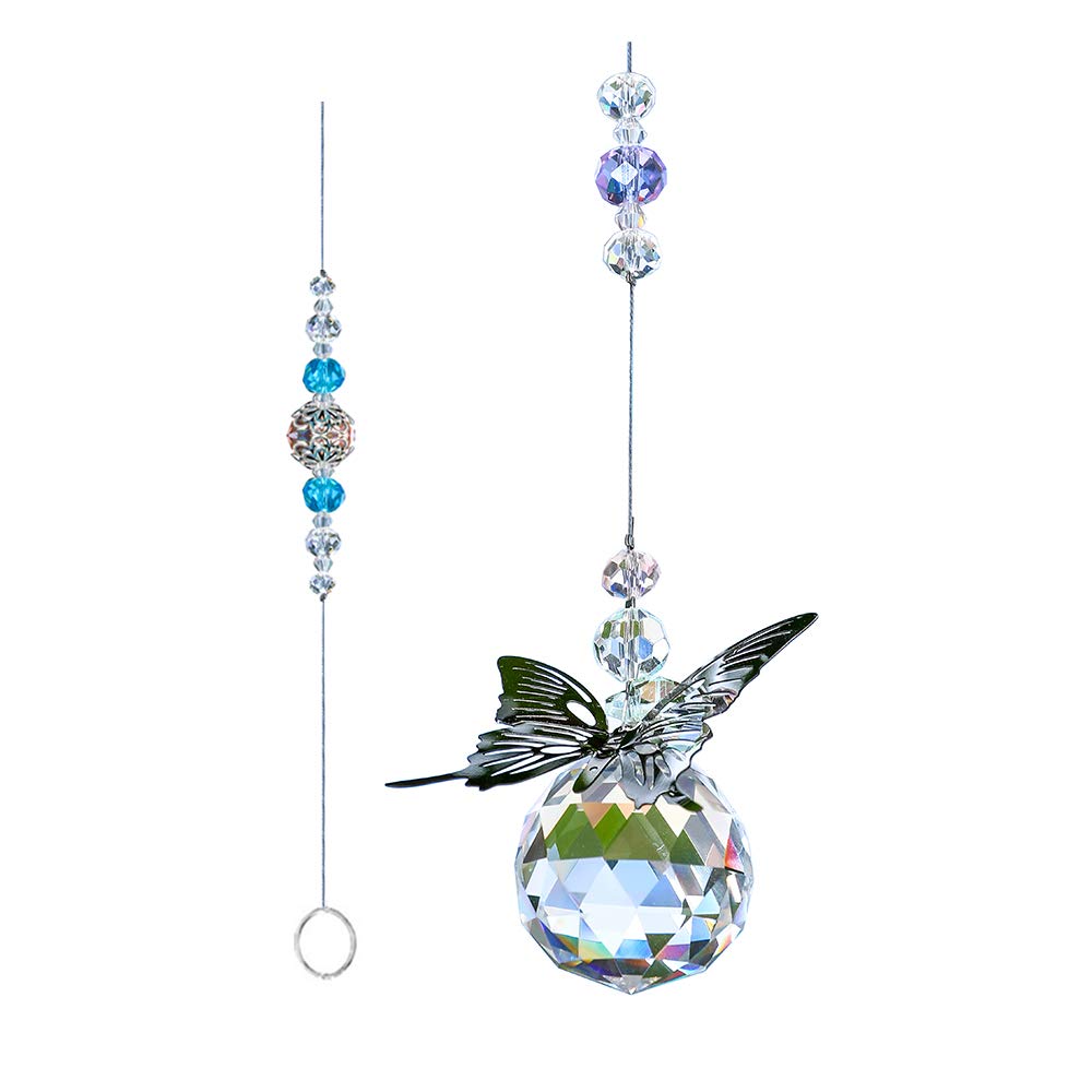 Weisipu Crystal Hanging Decorations - Hanging Ornament Crystals Butterfly Suncatchers With Clear Crystal Ball For Home, Office,