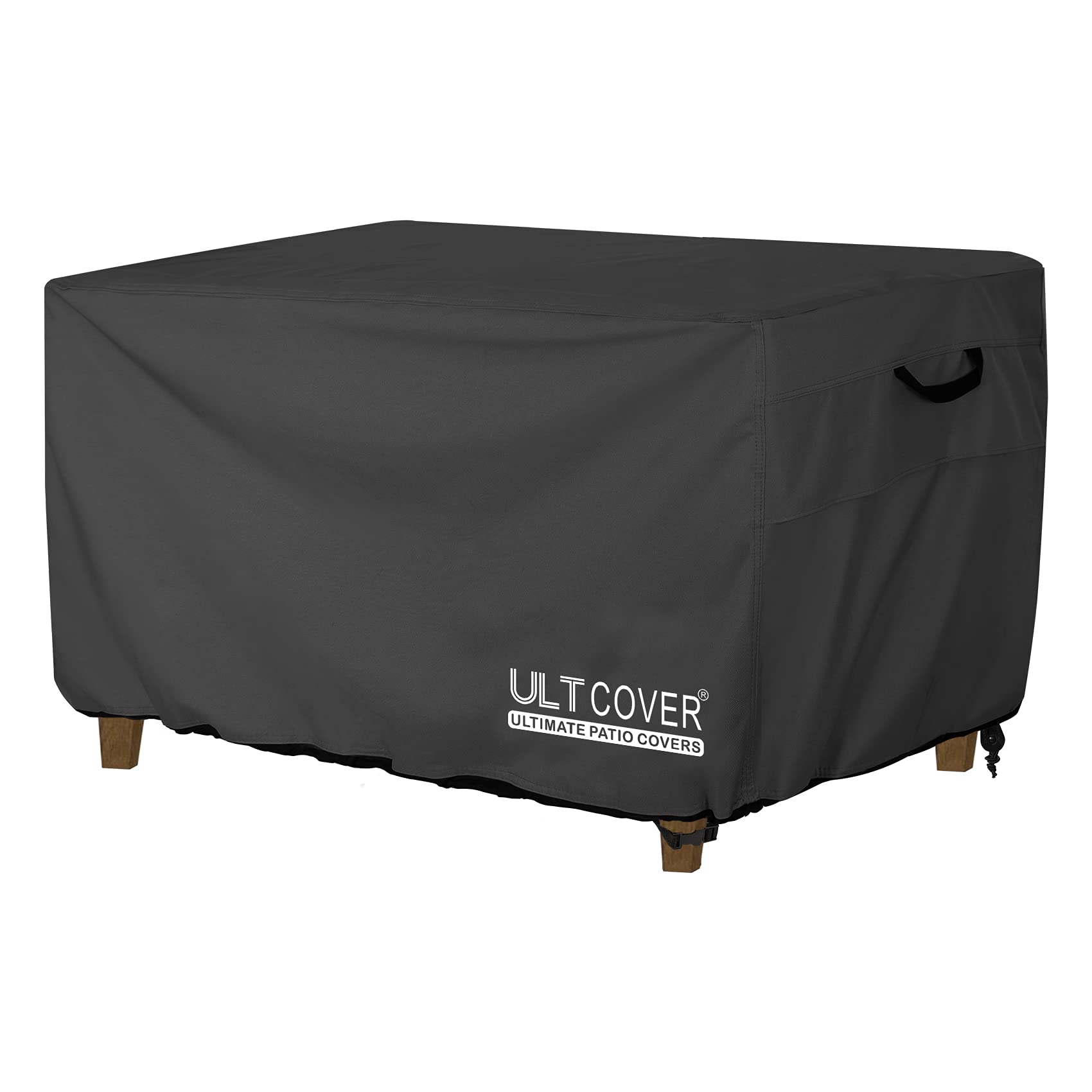 Ultcover Rectangular Gas Fire Pit Table Cover 44X28 Inch Waterproof Heavy Duty Firepit Cover, Black
