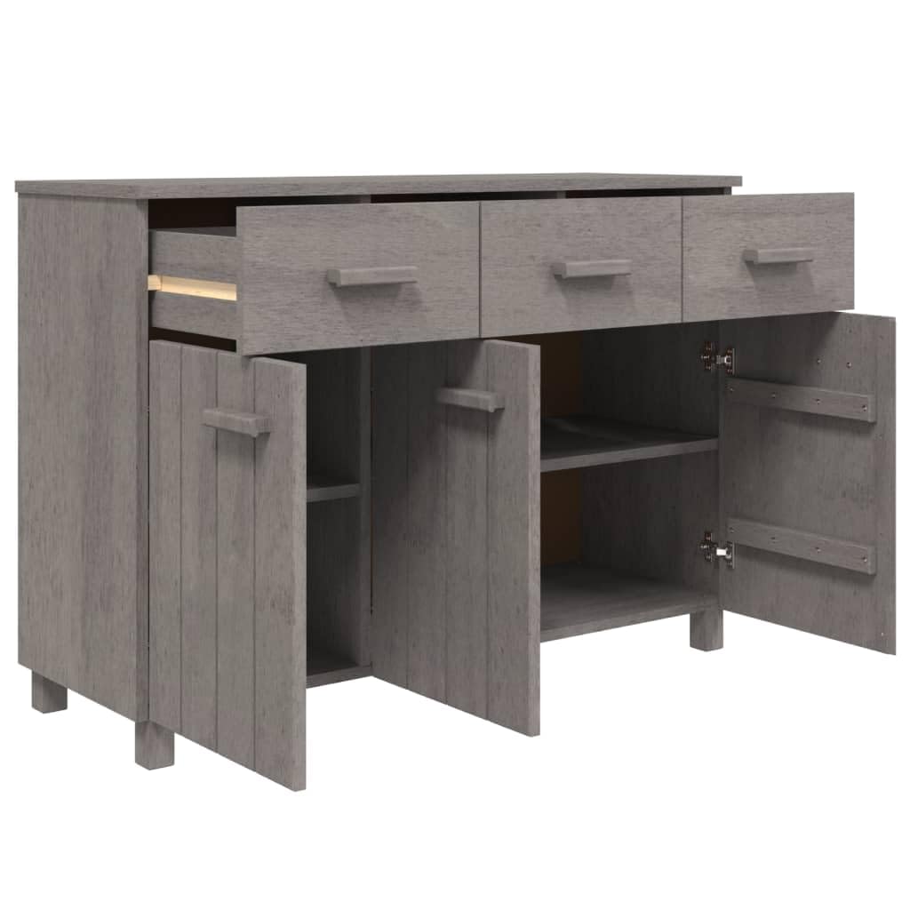 vidaXL Solid Wood Pine Sideboard HAMAR in Light Gray - Robust Construction, Versatile Storage, Spacious Tabletop, Classic Design