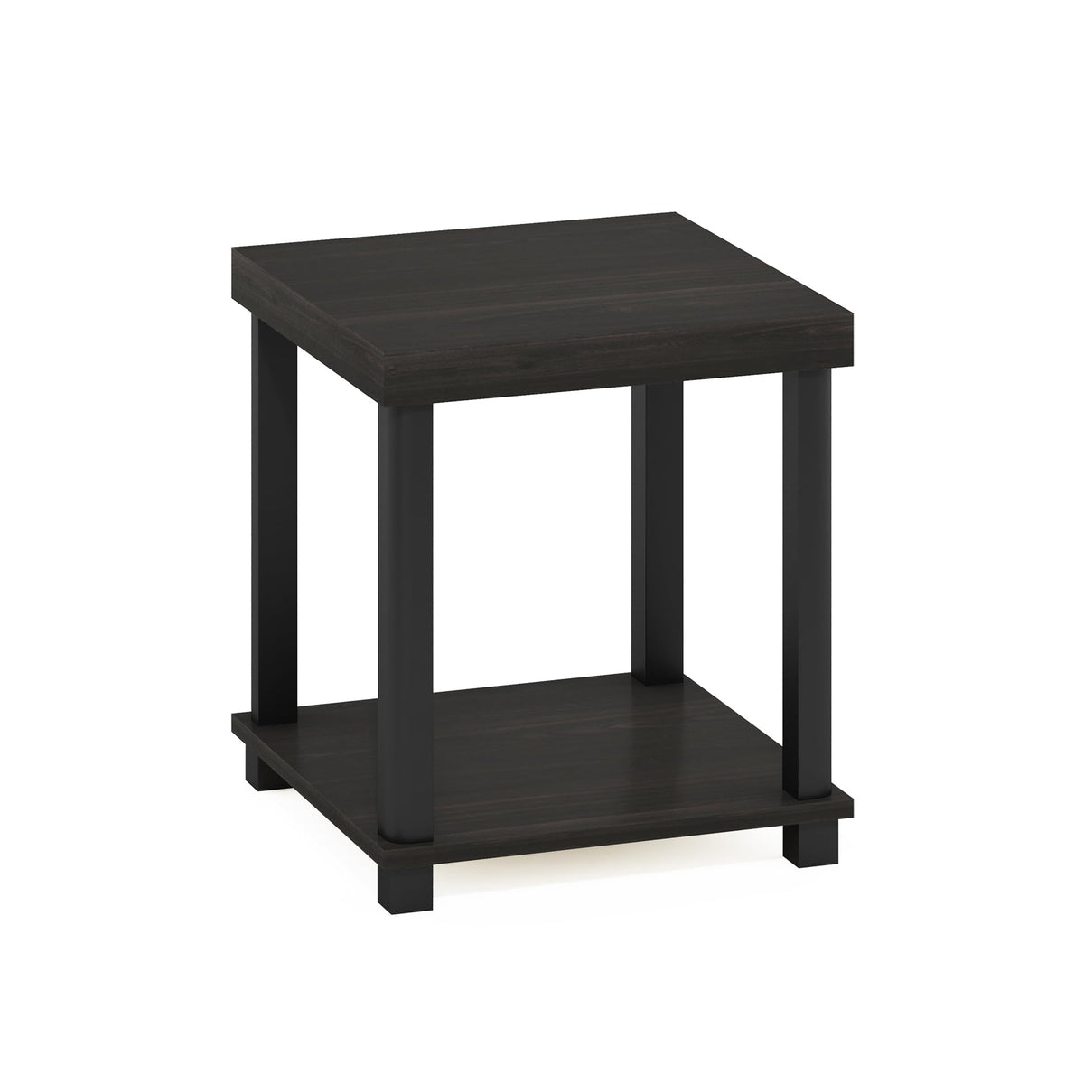 Furinno Turn-N-Tube Classic 2-Tier End Table, Side Table, Espresso/Black