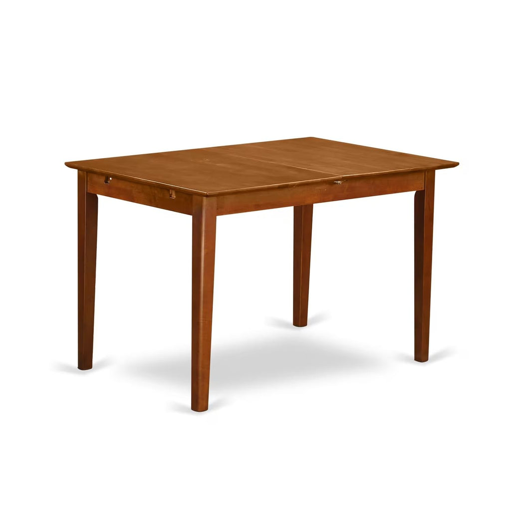 East West Furniture PSML5-SBR-W 5 Piece Dinette Set for 4 Includes a Rectangle Dining Room Table with Butterfly Leaf and 4 Kitchen Dining Chairs, 32x60 Inch, Saddle Brown