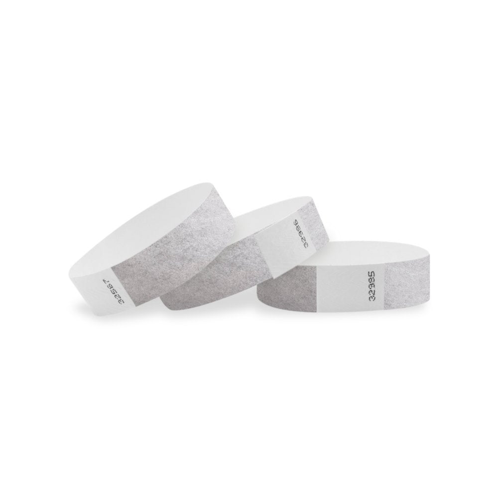 Wristco Metallic Silver Tyvek Wristbands For Events - 1,000 Count - Comfortable Tear Resistant Paper Bracelets Id Wrist Bands Fo