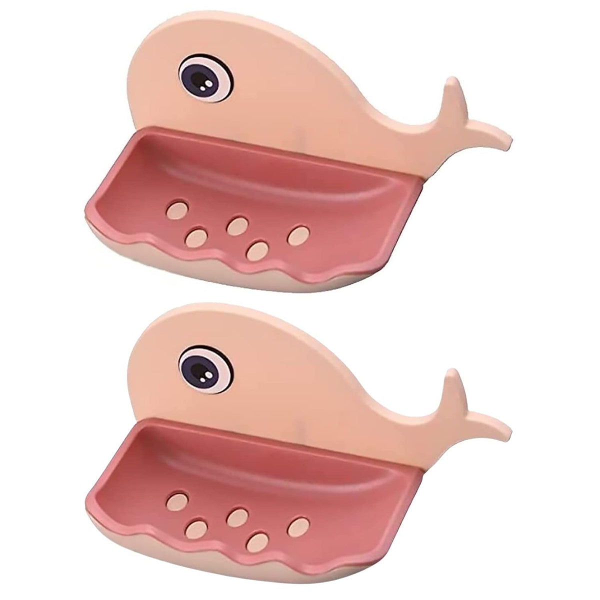 P Plus Fire SelfDraining FishShaped Soap Plastic Dish  Adhesive Waterproof WallMounted Bar Dish Holder Bathroom Soap Tray Wh