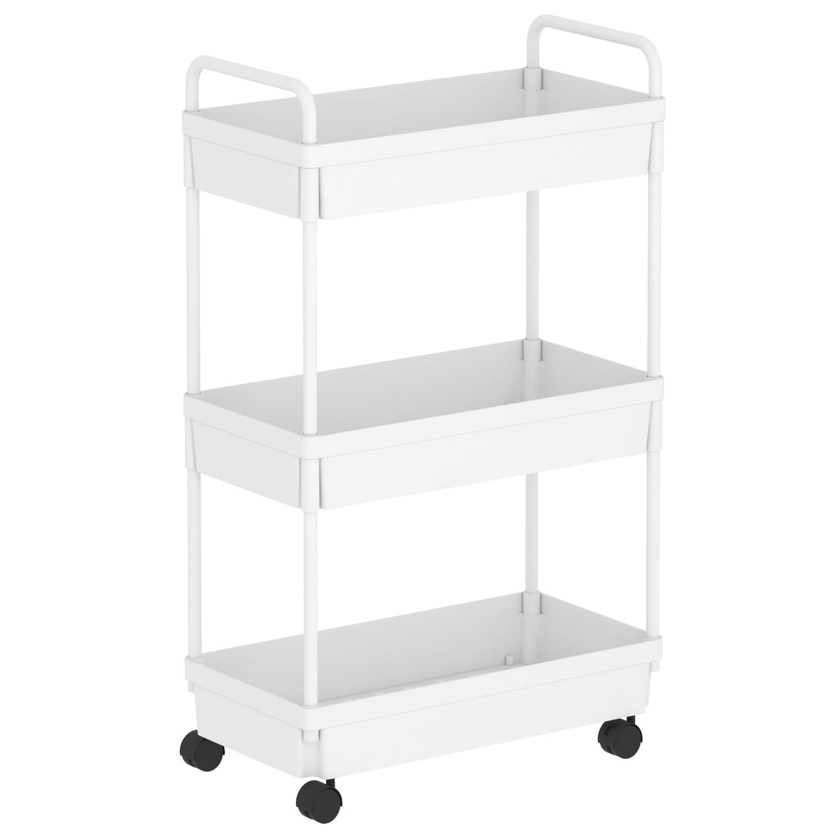 Buzowruil Rolling Storage Cart 3 Tier Organizer Mobile Shelving Unit Storage Rolling Utility Cart with Wheels for Kitchen Bathro