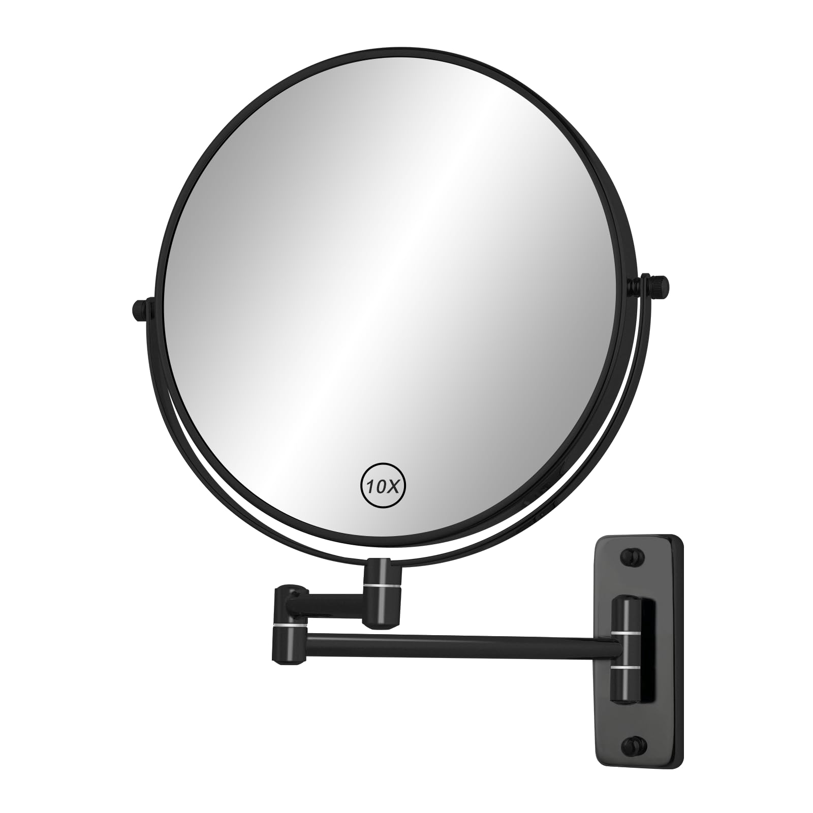 FFowcye 8' Wall Mounted Magnifying Makeup Mirror, 1X/10X Double-Sided Shaving Mirror, 360 Swivel Mirror Wall Mount, Extendable 
