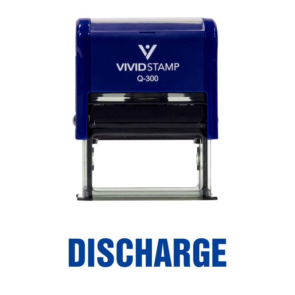 Discharge Self Inking Rubber Stamp (Blue Ink) - Large