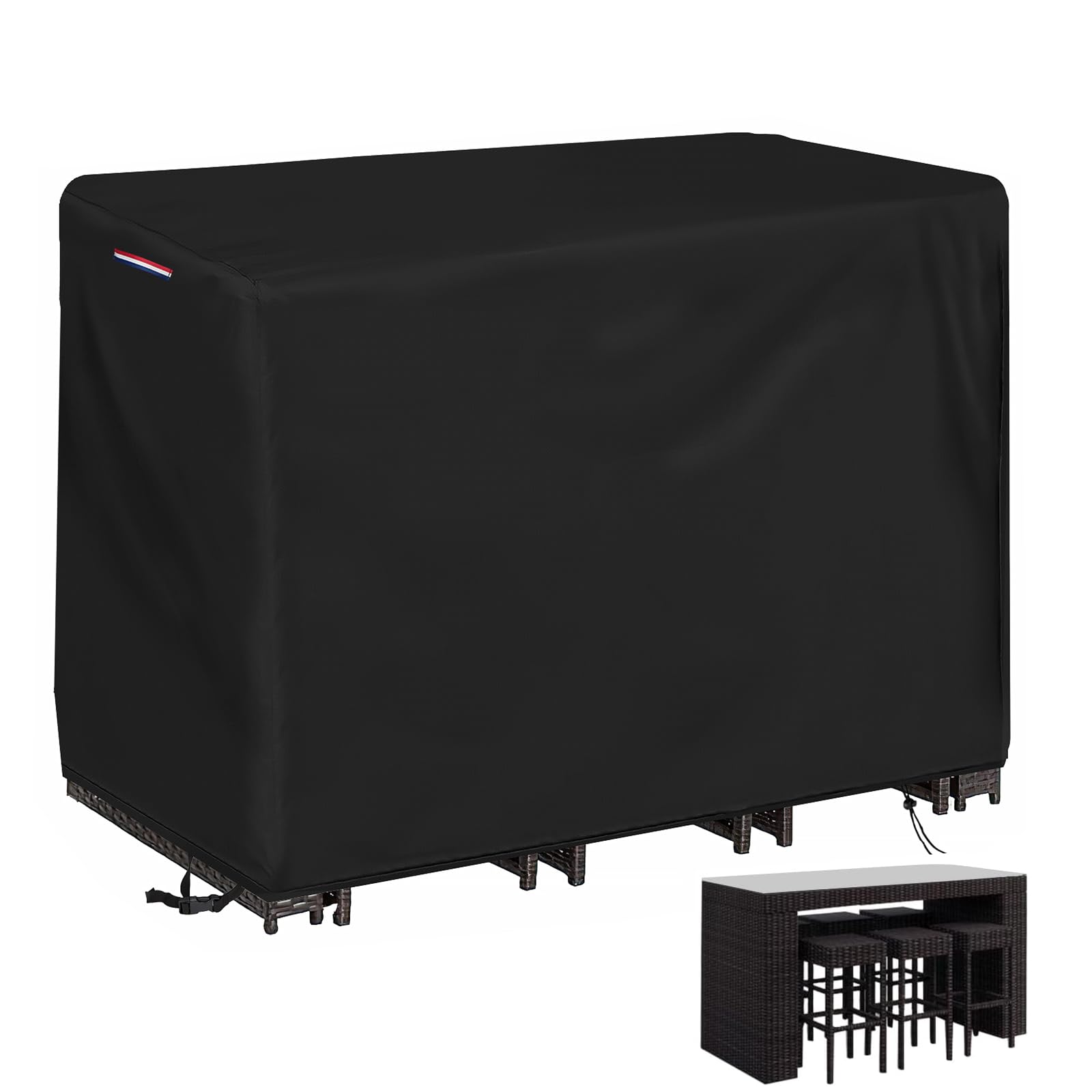 Loenel Outdoor Bar Table Cover, Heavy Duty Waterproof Patio Bar Height Table And Chair Covers For Rectangular 60' Long High Top