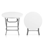Goplus 32'' Round Folding Table, Foldable Plastic Card Table, Portable Commercial Banquet Table, White Outdoor Utility Folding Tables For Picnic, Party, Dining, Camping, Beach, Bbq, No Assembly