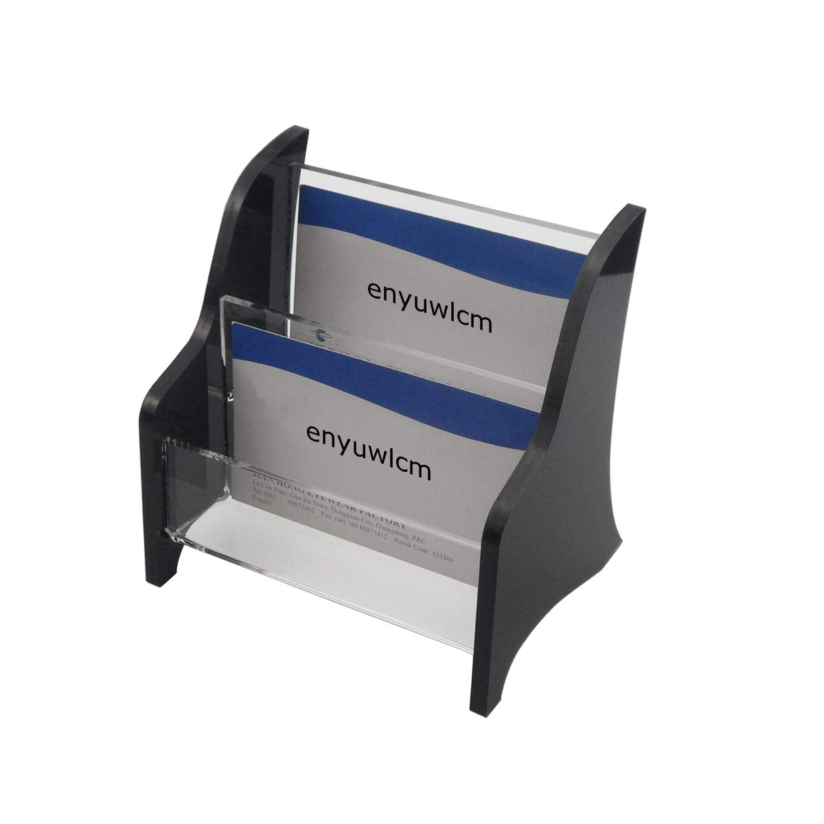 Enyuwlcm Acrylic 2 Tier Business Card Holder Display For Desk Elegant Business Card Stand For Office Counter Black/Clear