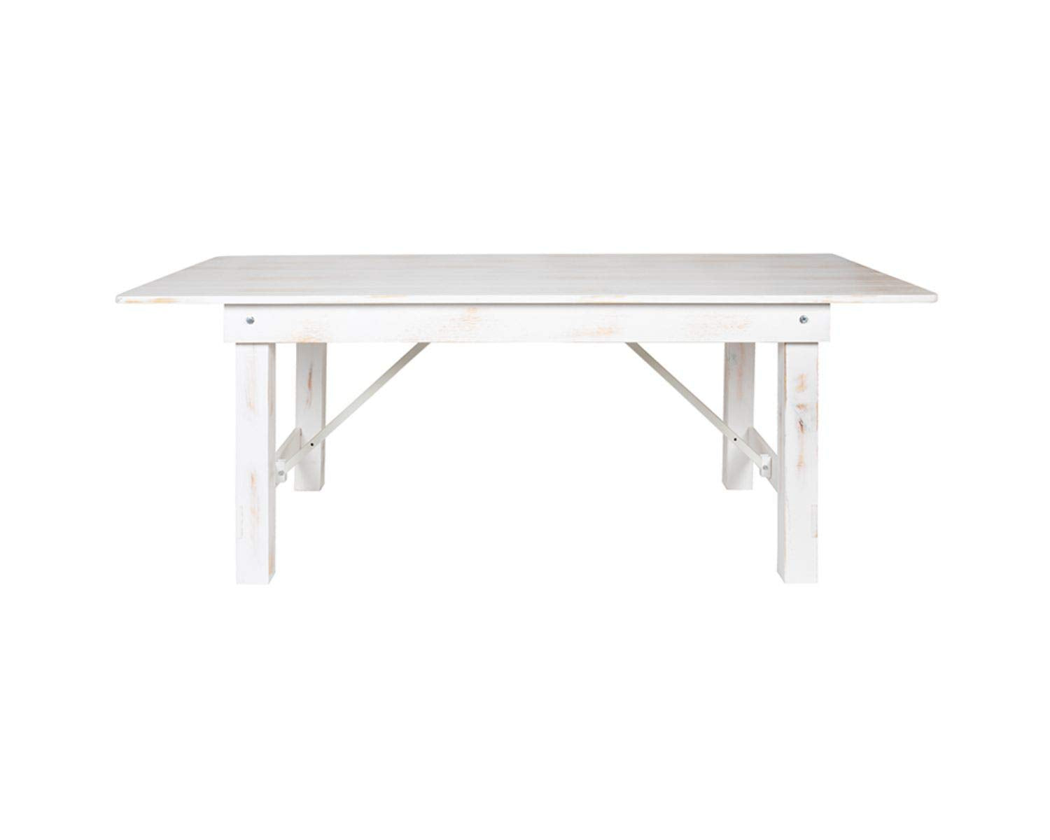 Flash Furniture Hercules Series 7' X 40&quot; Rectangular Antique Rustic White Solid Pine Folding Farm Table