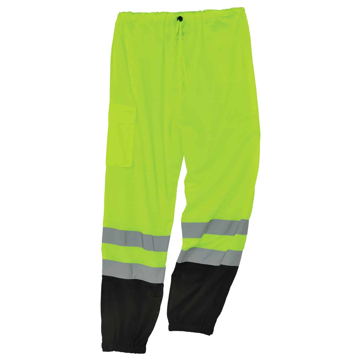 Ergodyne GloWear 8910BK ANSI Black Bottom High Visibility Lime Mesh Reflective Safety Pants, Large/ X-Large