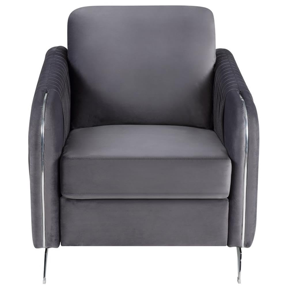Lilola Home Hathaway Gray Velvet Modern Chic Accent Armchair