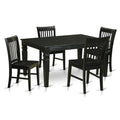 East West Furniture WENO5-BLK-W 5 Piece Kitchen Table Set for 4 Includes a Rectangle Dining Room Table with Butterfly Leaf and 4 Solid Wood Seat Chairs, 42x60 Inch, Black