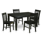 East West Furniture WENO5-BLK-W 5 Piece Kitchen Table Set for 4 Includes a Rectangle Dining Room Table with Butterfly Leaf and 4 Solid Wood Seat Chairs, 42x60 Inch, Black