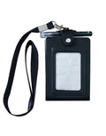 Teanea Pu Leather Lanyard Meeting Notebook Neck Hanging Notepad With Id Slot And Pen, 3.5X5.1Inch, Black