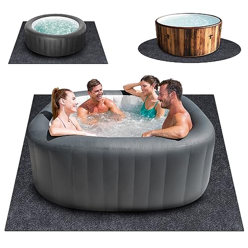 80 * 80 Inch Hot Tub Mat, Extra Large Inflatable Hot Tub Pad Outdoor Indoor, Waterproof Slip-Proof Backing, Absorbent Spa Pool G
