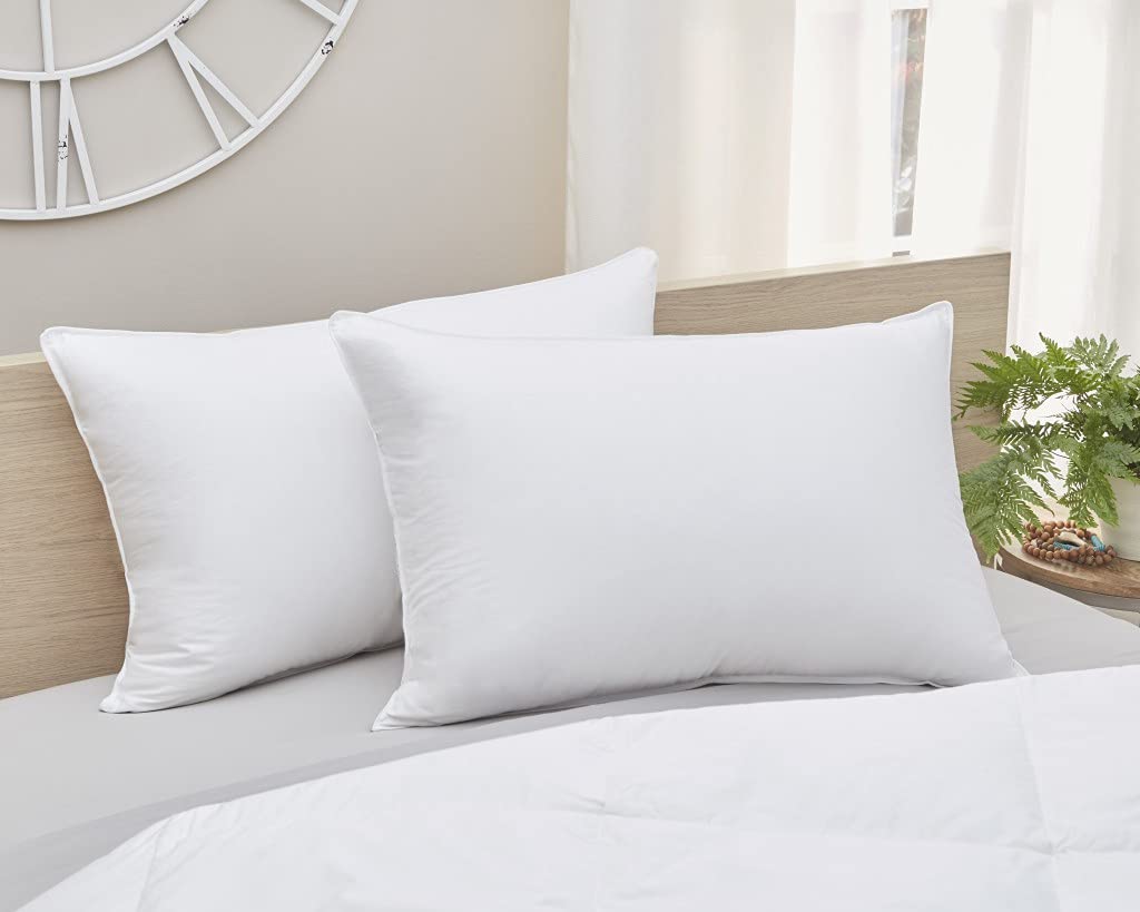 HomeRoots White 100% Cotton Premium Lux Down King Size Firm Pillow