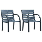 vidaXL Outdoor Patio Chairs Set of 2 - Gray Wood with Steel Frame - Classic Design for Garden, Yard, Balcon