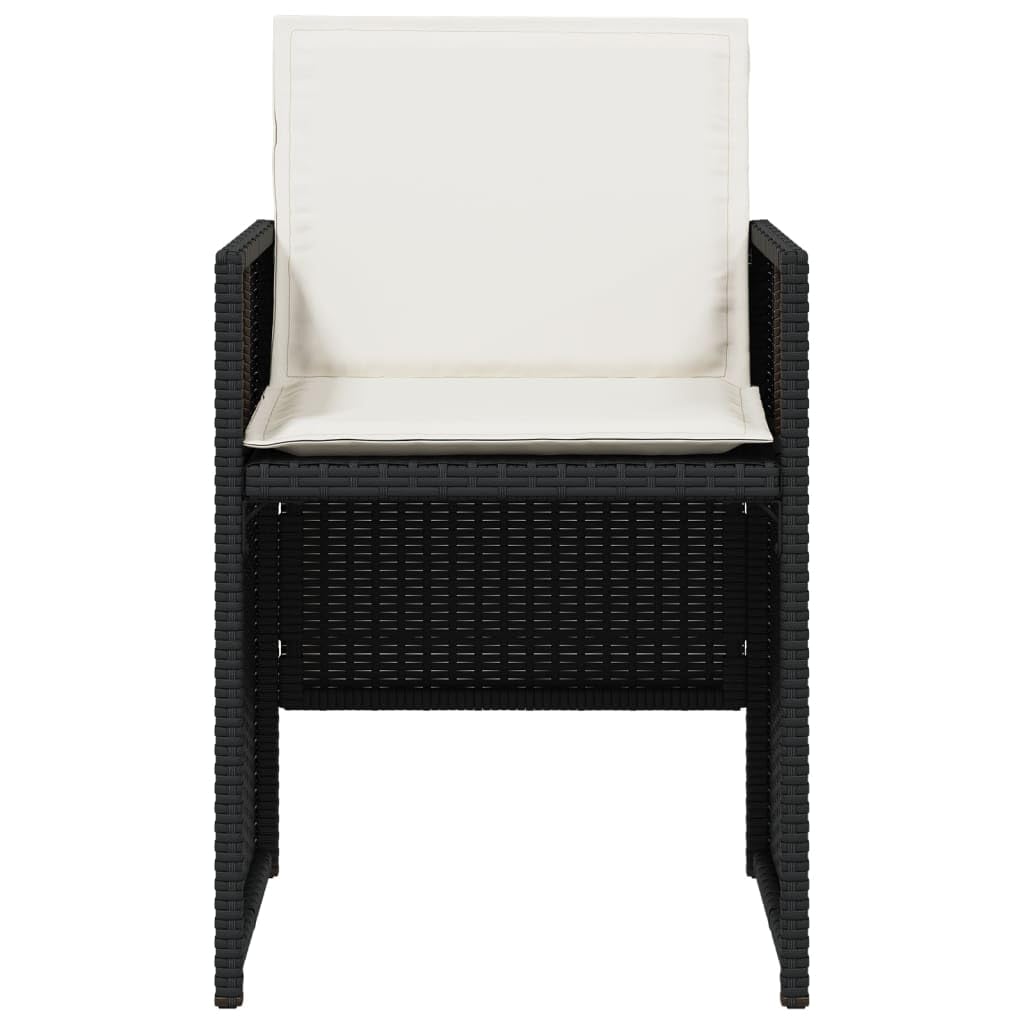 vidaXL Patio Chairs with Cushions - Black Poly Rattan Steel Frame | Outdoor Furniture Set for Garden/Patio