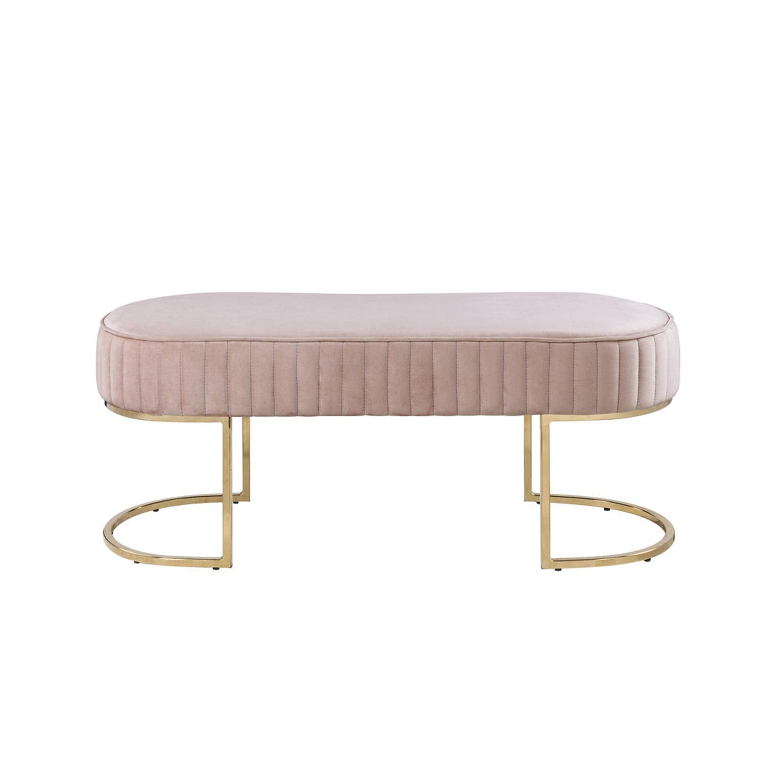 Julianne Velvet Bench with Metal Base - Thumbnail 3