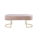 Julianne Velvet Bench with Metal Base in Pink
