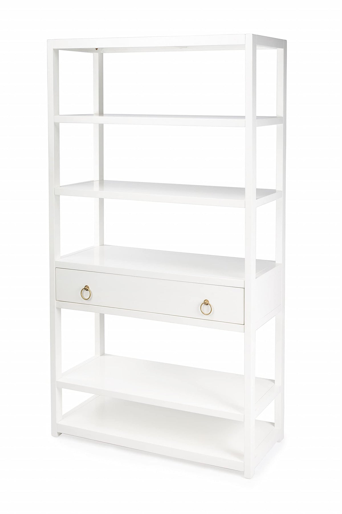 HomeRoots Acacia, Rubberwood Lark White Bookshelf