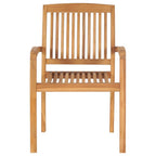 vidaXL 8X Solid Teak Wood Stacking Patio Chairs Garden Outdoor Balcony Backyard Terrace Lounge Dinner Dining Seating Home Furniture