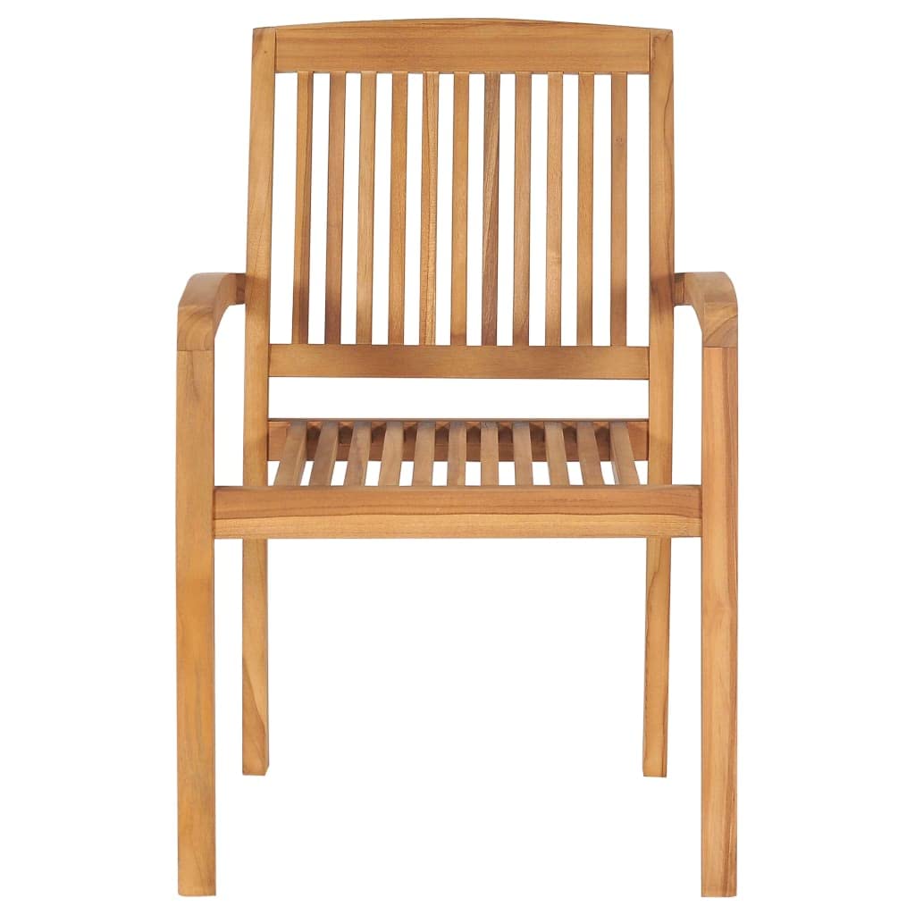 vidaXL 8X Solid Teak Wood Stacking Patio Chairs Garden Outdoor Balcony Backyard Terrace Lounge Dinner Dining Seating Home Furniture