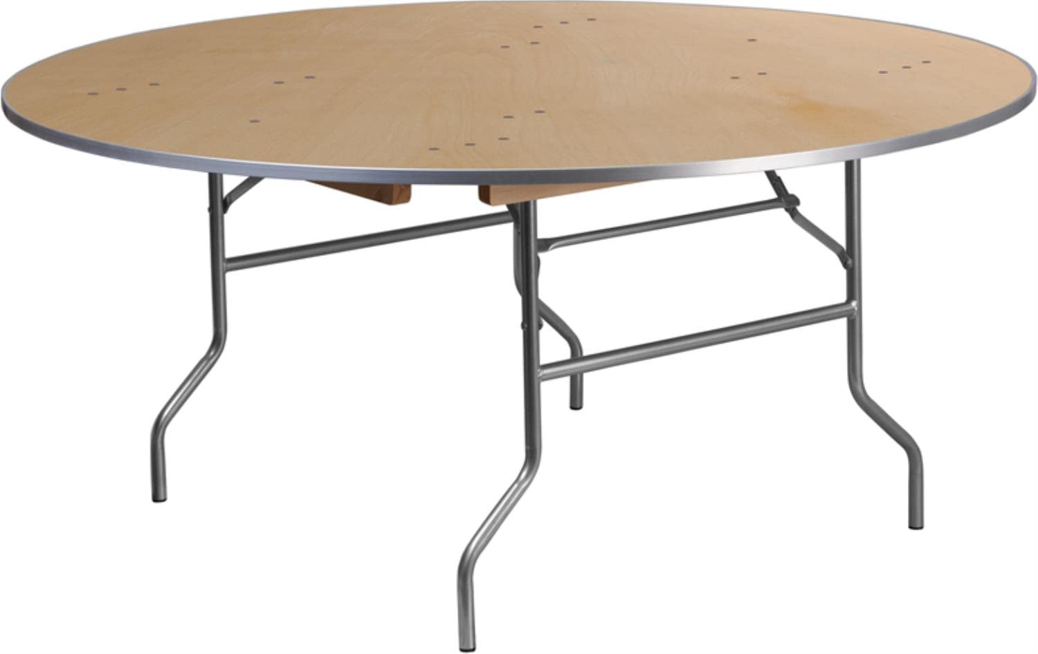 Flash Furniture 5.5-Foot Round HEAVY DUTY Birchwood Folding Banquet Table with METAL Edges