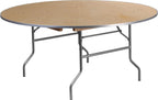 Flash Furniture 5.5-Foot Round HEAVY DUTY Birchwood Folding Banquet Table with METAL Edges