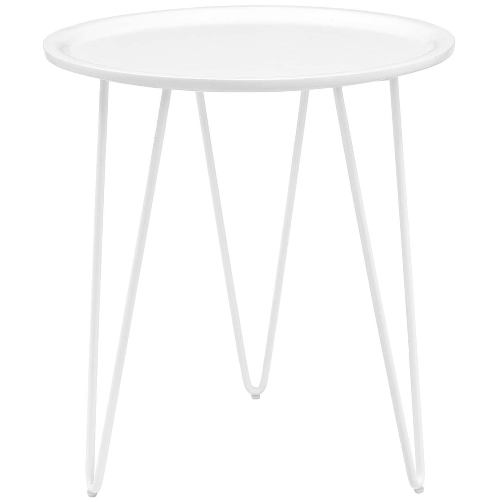 Modway Digress Mid-Century Round Side Table With Hairpin Legs in White
