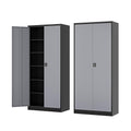 Fesbos Metal Storage Cabinet-72” Tall Steel File Cabinets With Lockable Doors And Adjustable Shelves-Black&Gray Steel Storage Cabinet For Kitchen, Office, Garage