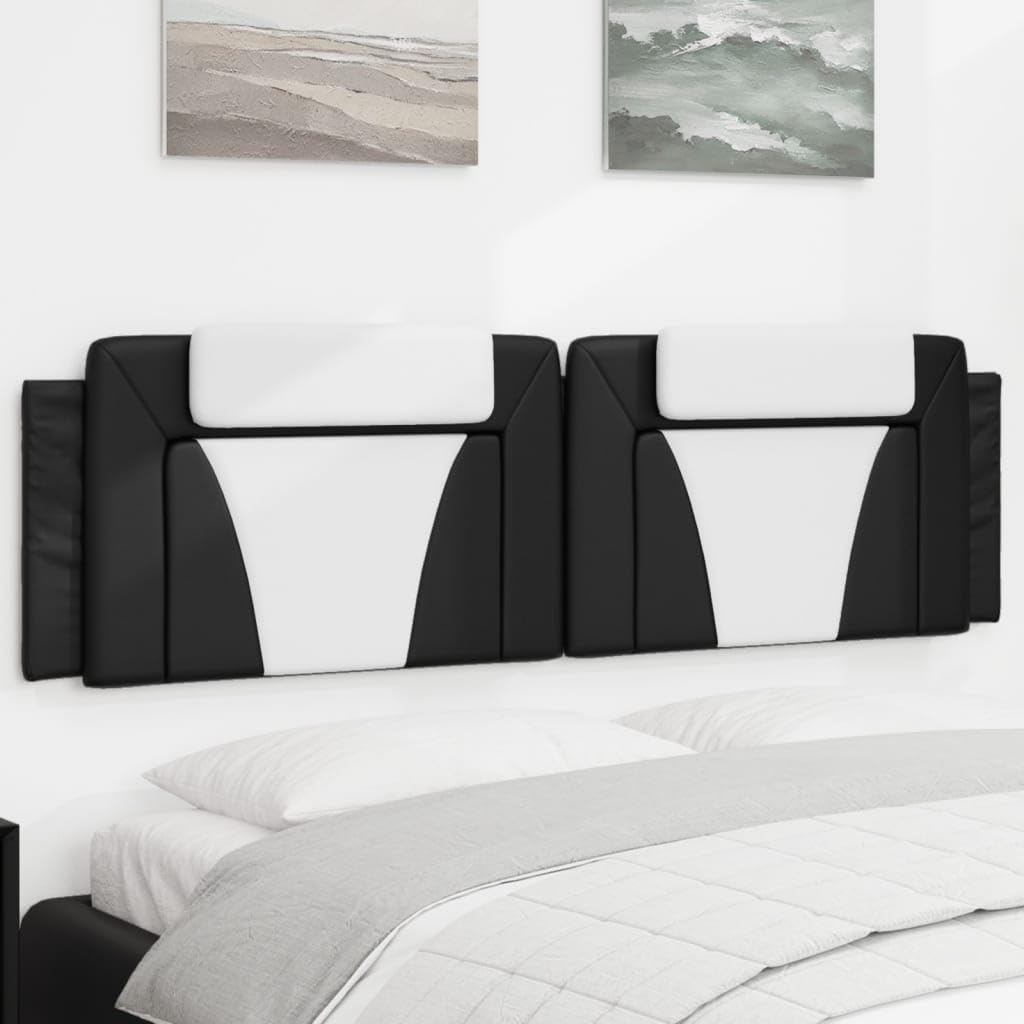 vidaXL Upholstered Headboard Cushion in Faux Leather-Black/White 72-Wall Mountable/Pillow Design