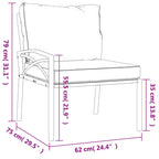 vidaXL Patio Accent Armchair Set - 2 Pcs Steel Frame Black/Sand Cushions for Garden/Lounge