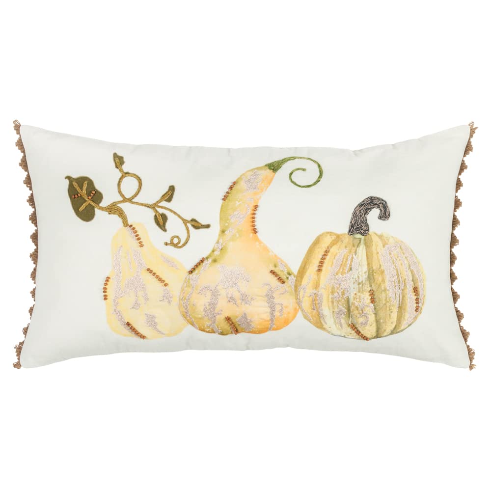 Rizzy Home Gourds 14&quot; x 26&quot; Poly Pillow with Cotton Duck Cover-Multi-Color