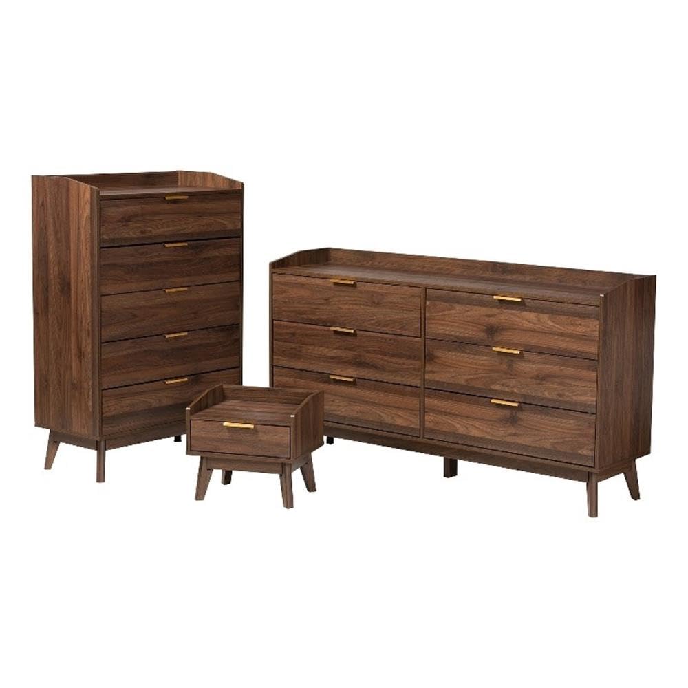 Baxton Studio Lena Walnut Brown Finished Wood 3-Piece Storage Set